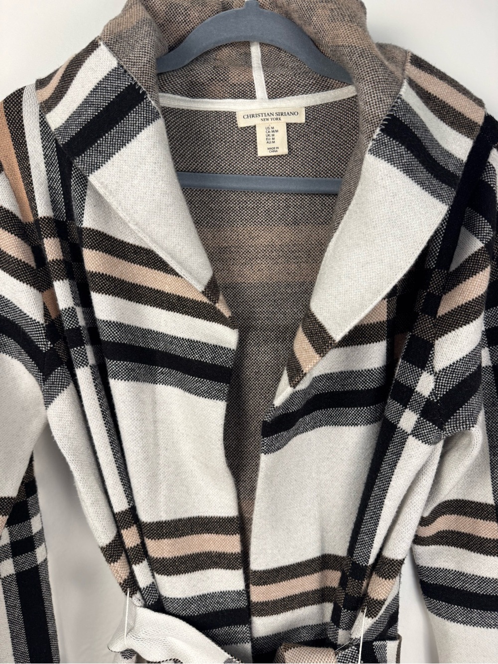 Christian Siriano Plaid Hooded Wrap Cardigan Sweater M - Picture 4 of 15